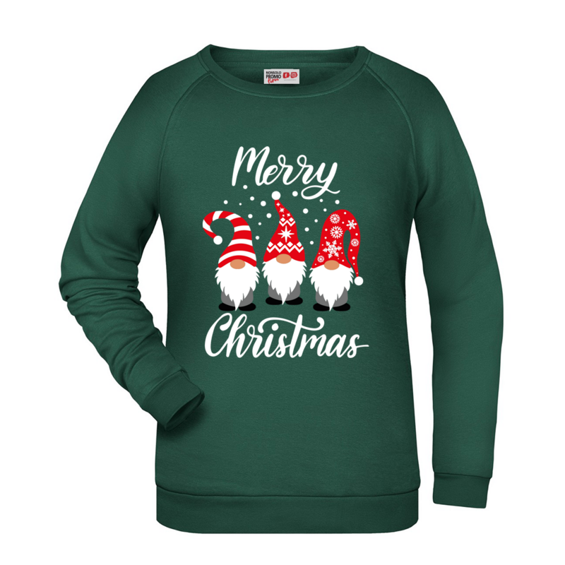 Felpa Natale donna Gnomi e Folletti - Verde