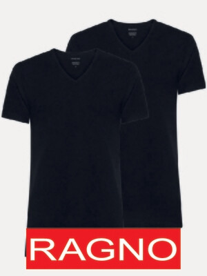 T-shirt Maglificio Ragno maglietta Scollo V in cotone Nero Bipack 2x1