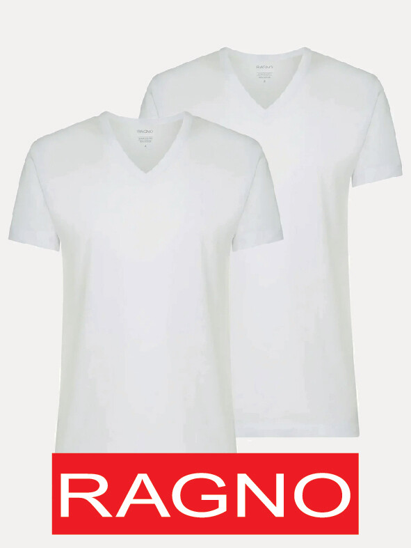 T-shirt Maglificio Ragno maglietta Scollo V in cotone Bianco Bipack 2x1