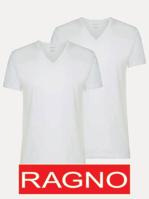 T-shirt Maglificio Ragno maglietta Scollo V in cotone Bianco Bipack 2x1