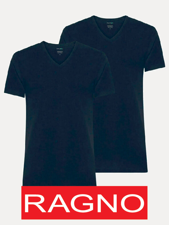 T-shirt Maglificio Ragno maglietta Scollo V in cotone Blu Bipack 2x1