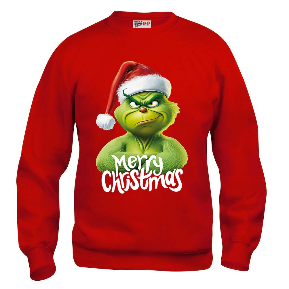 Felpa Natale  uomo IL GRINCH  merry christmas new 2024 - Rossa