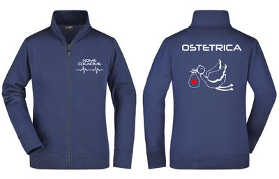 Felpa Ostetrica e Ostetrico Cicogna Full Zip - Personalizzata con nome
