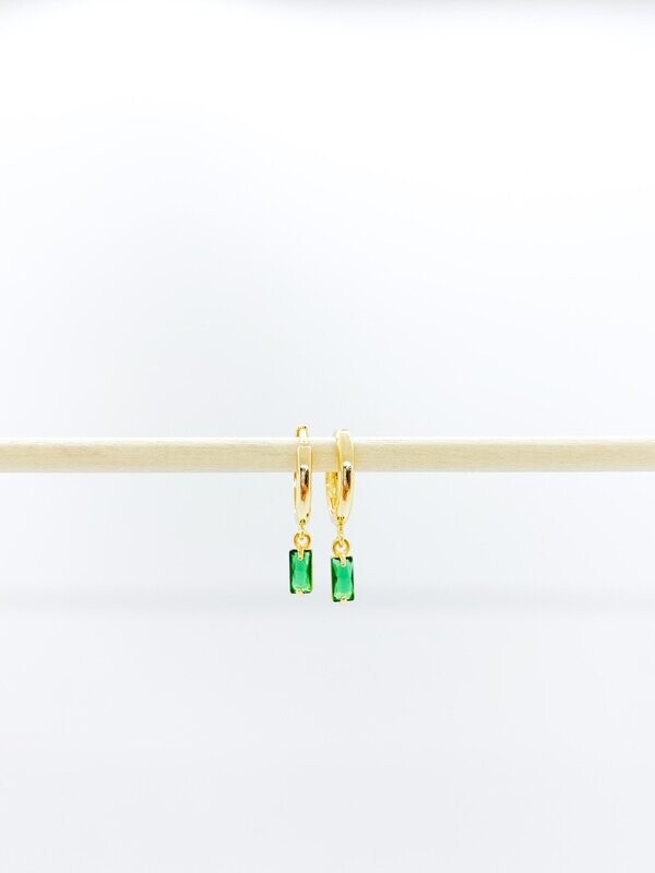 Emerald Cora Charm Hoops