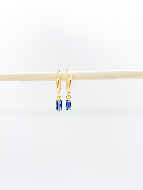 Deep Blue Cora Charm Hoops