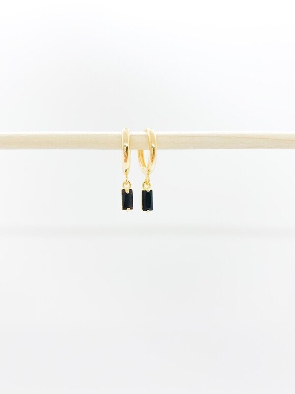 Black Cora Charm Hoops