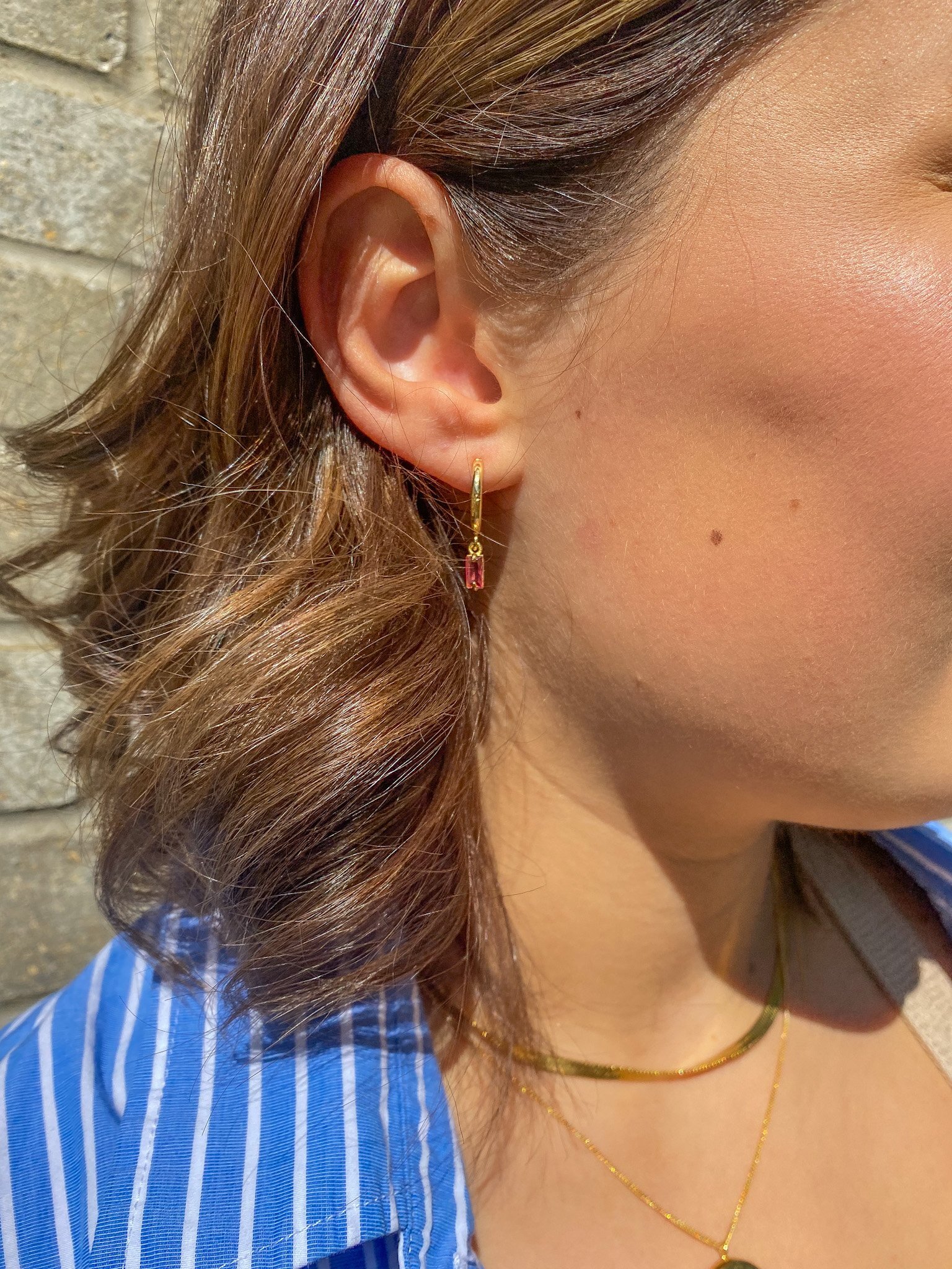 Ruby Cora Charm Hoops