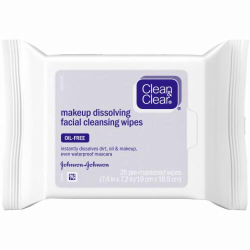 Clean &amp; Clear Makeup Dissolving Facial Cleansing Wipes 25ct #5030