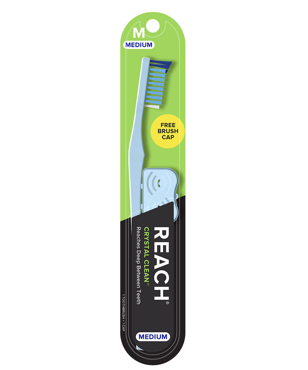 REACH Crystal Clean Toothbrush Medium with Cap 1ct #5096