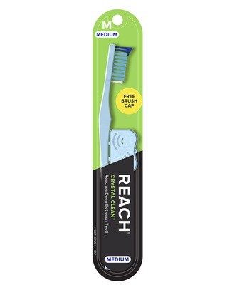 REACH Crystal Clean Toothbrush Medium with Cap 1ct #5096