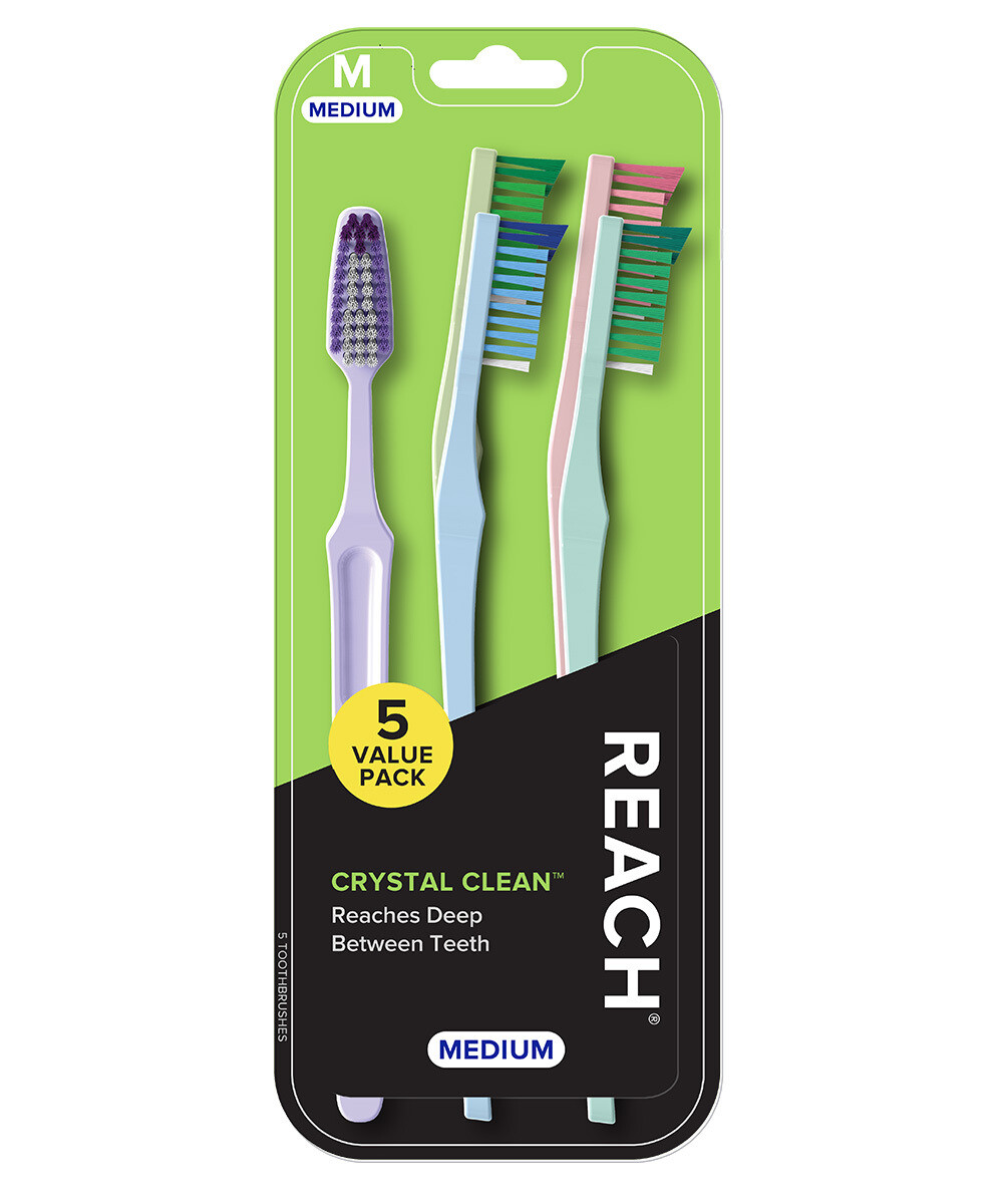 REACH Crystal Clean Toothbrush Medium 5ct #5126