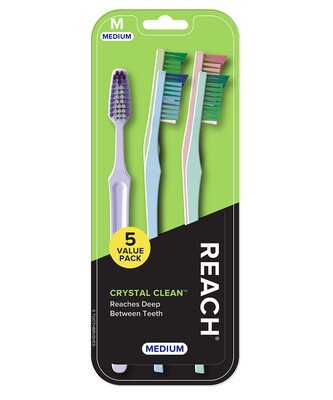 REACH Crystal Clean Toothbrush Medium 5ct #5126