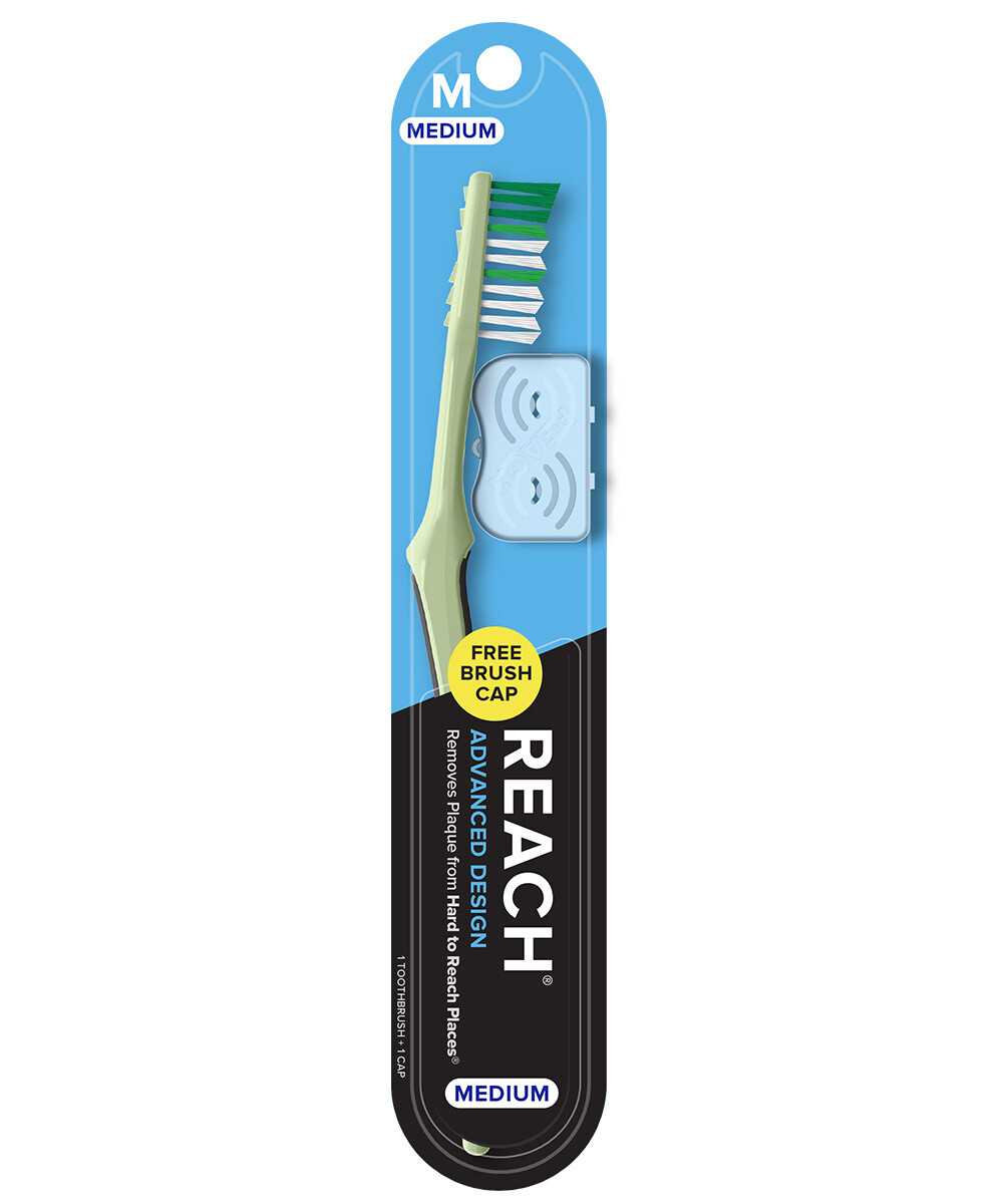 REACH Advanced Design Toothbrush Medium with Cap 1ct #2028