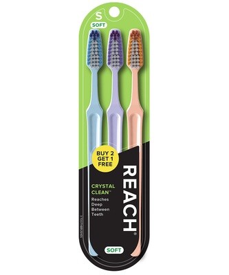 REACH Crystal Clean Toothbrush Soft 3ct #5416B
