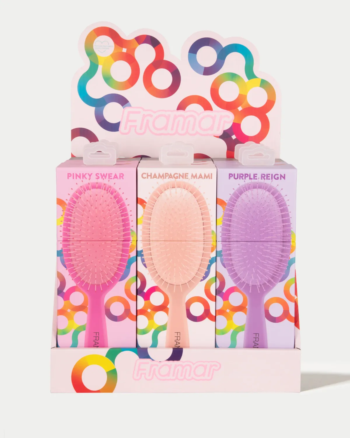 Framar Core Color Detangle Brush Display 9ct #0008