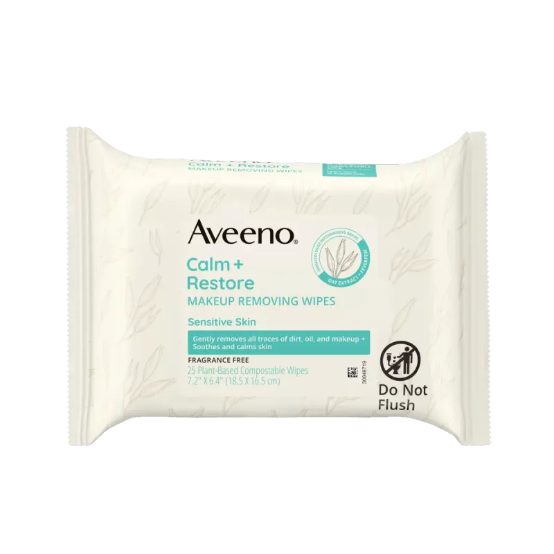 Aveeno Calm &amp; Restore Makeup Removing Wipes 25ct #4759