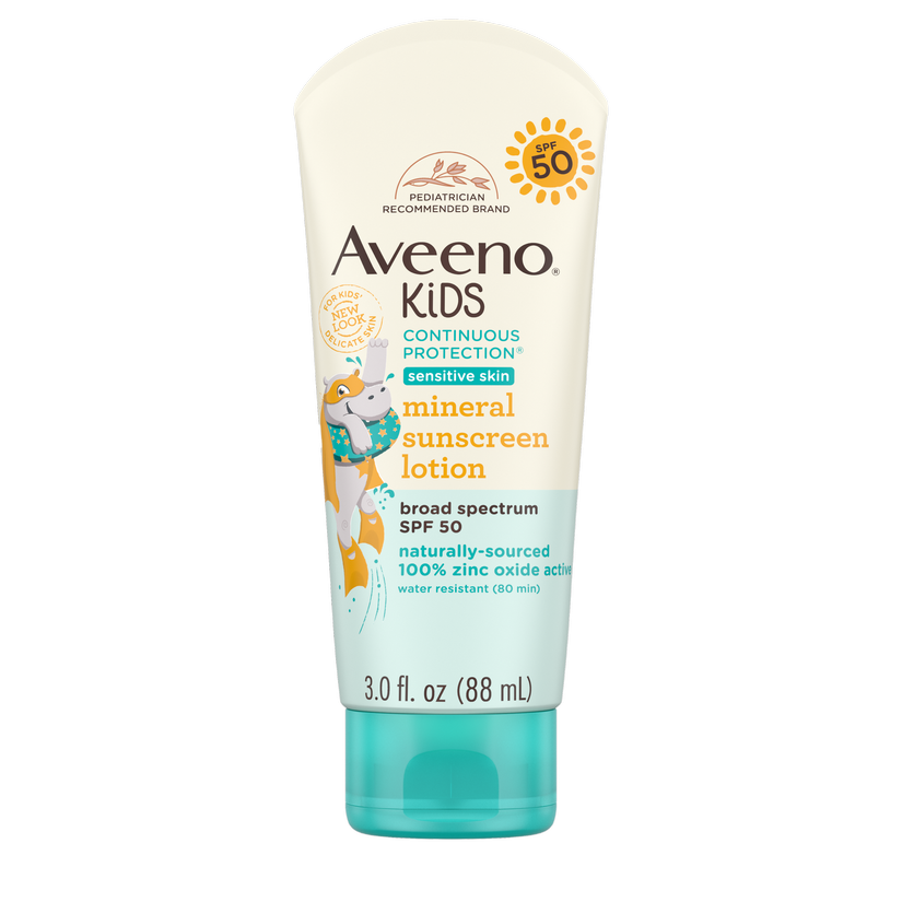 Aveeno Kids Continuous Protection Zinc Oxide Sunscreen Lotion SPF50 3oz #6616