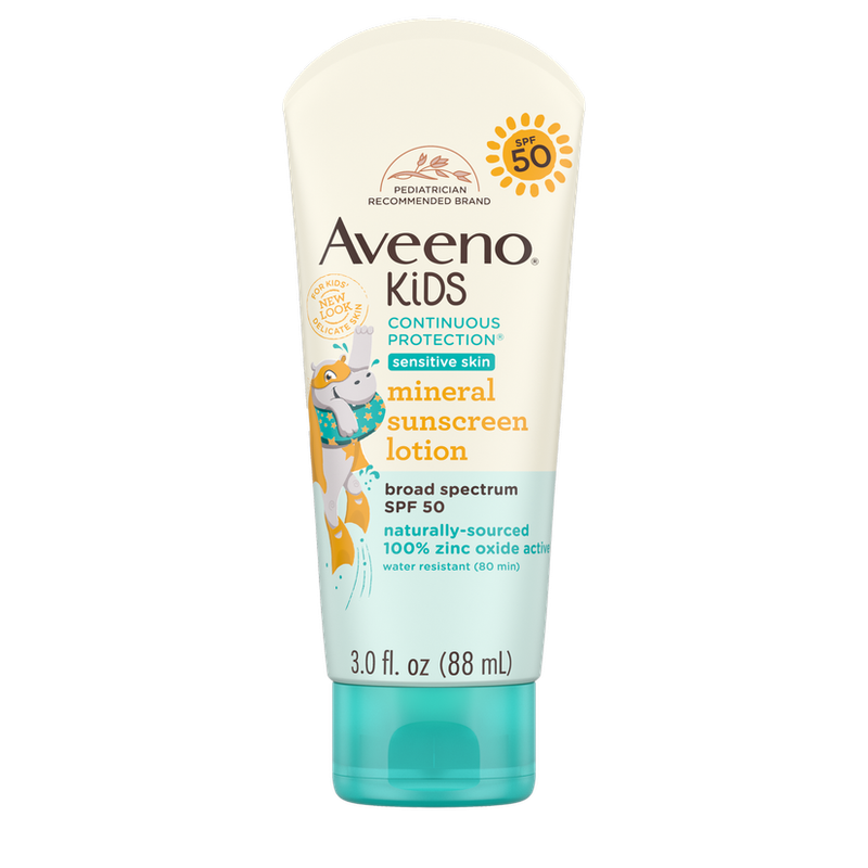 Aveeno Kids Continuous Protection Zinc Oxide Sunscreen Lotion SPF50 3oz #6616