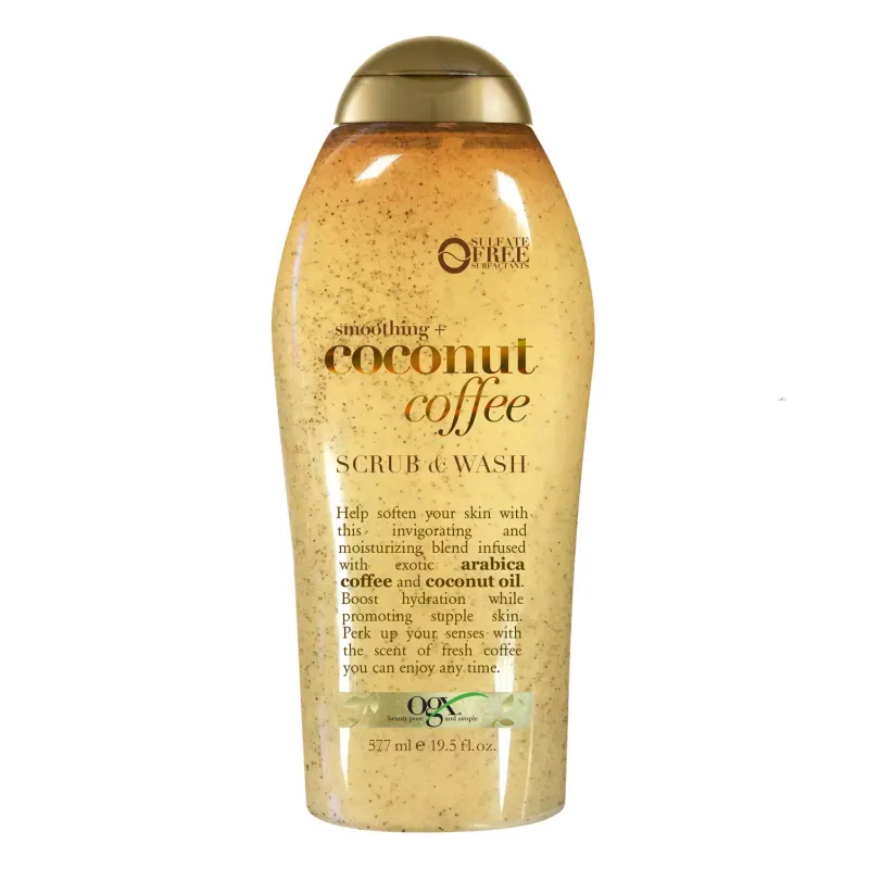 OGX Smoothing Coconut Coffee Scrub &amp; Body Wash 19.5oz #4513