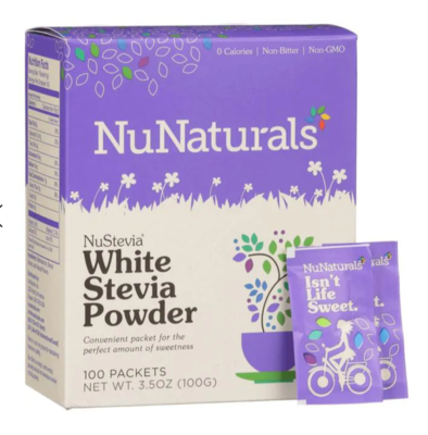 NuNaturals Wht Stevia Pwdr 100packets