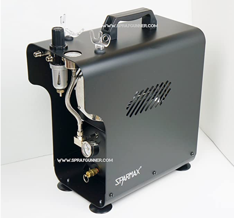 Compressor for airbrush Sparmax TC-620X up to 32 LPM with auto-off function and 2 braided hoses included! by SprayGunner