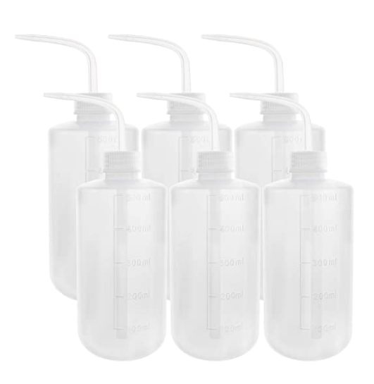 DEPEPE 6pcs Safety Wash Bottle Squeeze Bottle LDPE Squirt Bottle with Narrow Mouth 500ml Medical Label Tattoo Bottle(17oz)