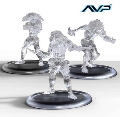3 Clear Plastic Predators on Sprue - Prodos Aliens Vs. Predator Game AVP