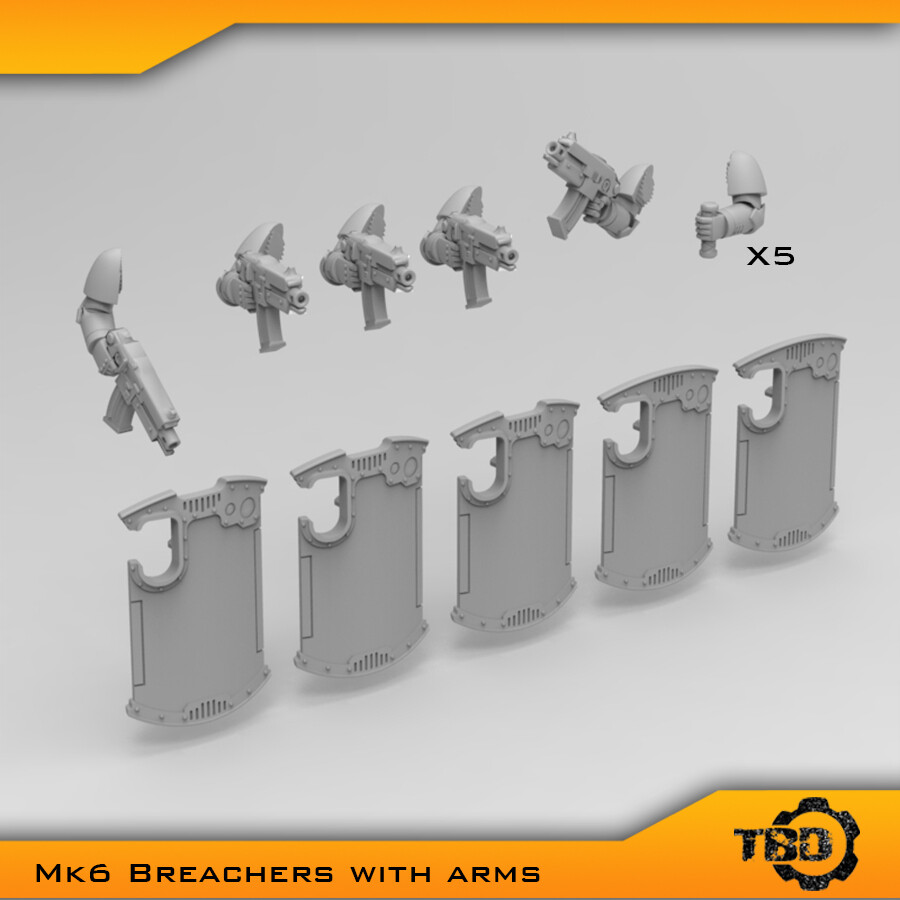 MkVI, MkIII Breacher Boarding Shields & Arms Bits Set x5