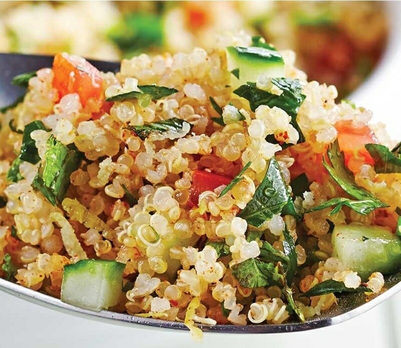 Quinoa couscous, steamed eggplant, carrots and zucchini, vegetable broth 4 serving
V, vi, gf, lf