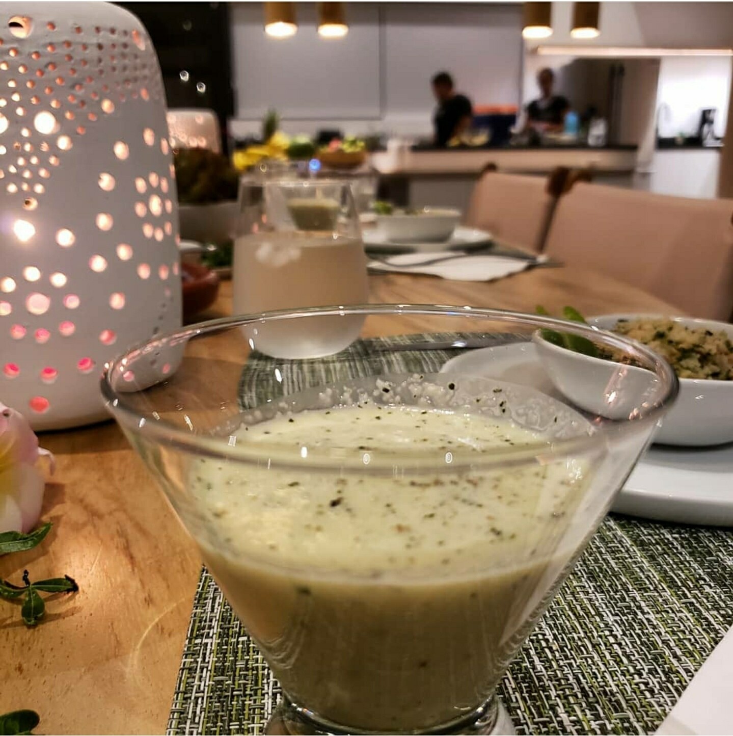 Cucumber, granny smith apple, yogurt and mint gazpacho. V, gf