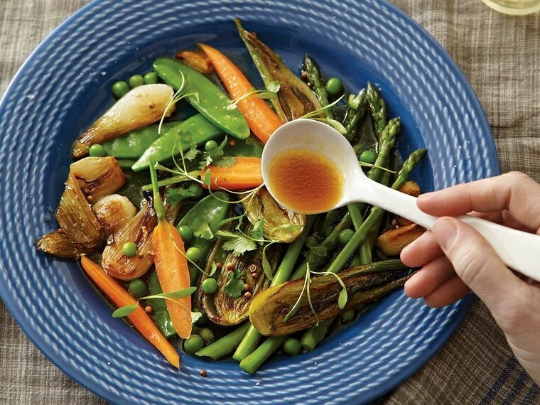 Barigoule of Spring Vegetables. 
V, vi, gf, lf