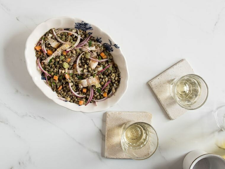 Lentil Salad with Pork, Gf, lf