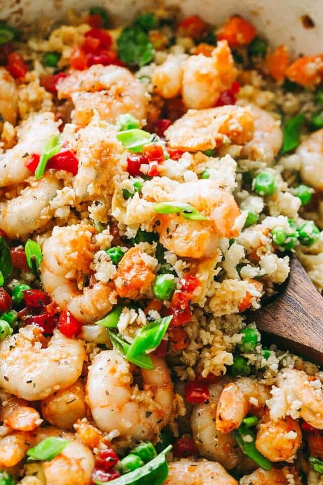 Shrimps cauliflower fried rice. Gf, lf, k