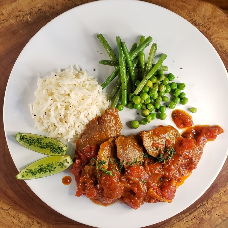 Veal scallopinis cooked in a tomato pepper anchovies cappers and black olives sauce, saureed garlic butter mushrooms and mixed green salad. Gf, lf, k Veal scallopinis cooked in a tomato pepper anchovies cappers and black olives sauce, saureed garlic butter mushrooms and mixed green salad. Gf, lf, k