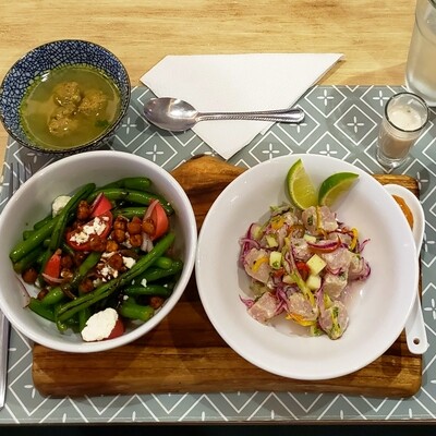 Appetizers, soups and salads