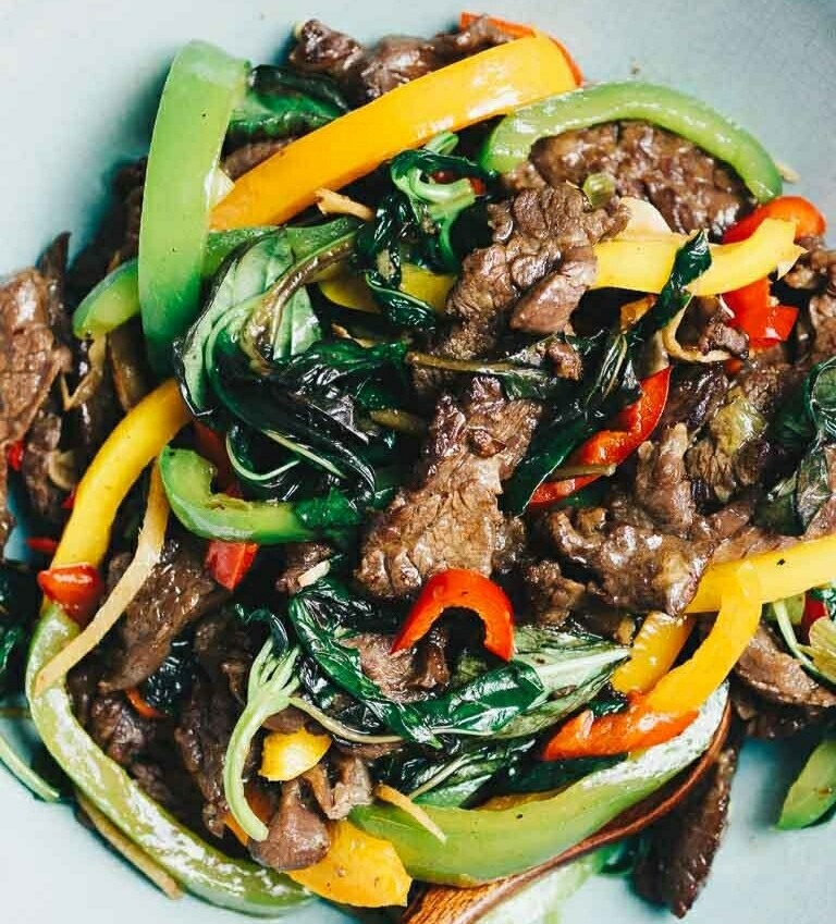Keto beef and vegetable stir-fry, cauliflower rice 
Gf, lf, k
