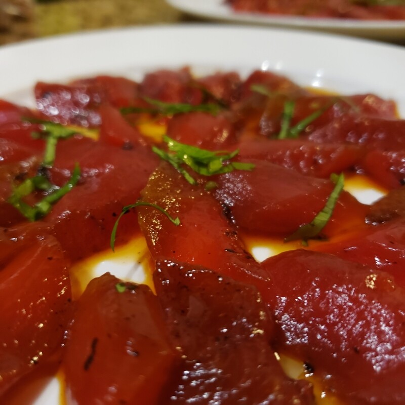 Vegan sashimi, ginger soy sauce. V, ve, gf, lf