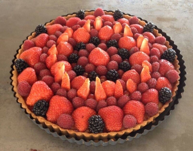 Red berries and almond tart, red berry  coulis V