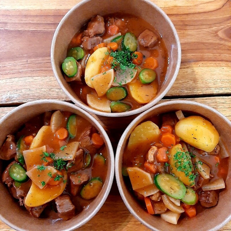 Lamb stew, sauteed spring vegetable and minis potatoes, rice pilaf 
Gf, lf