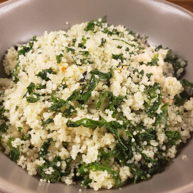 Dambou, spinach couscous from Nigeria, side of harissa.
v, vi, lf
