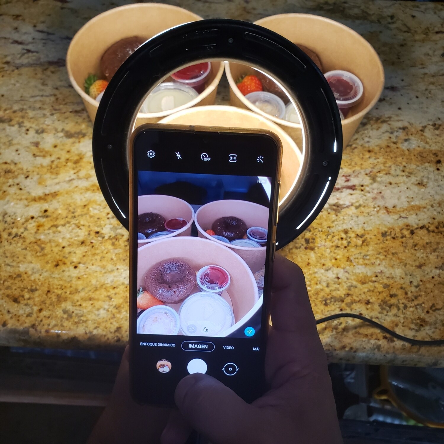 Chocolate Molton, Caramel Sauce and Red berries Coulis. V