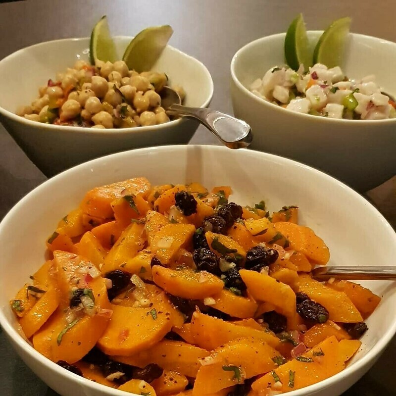 North african Carrot salad, raisin, cilentro, red onions, orientale spices. V, vi, gf, lf