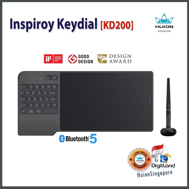 Bluetooth-5.0 : Huion Inspiroy KeyDial KD200 [ Keyboard + KeyDial ]