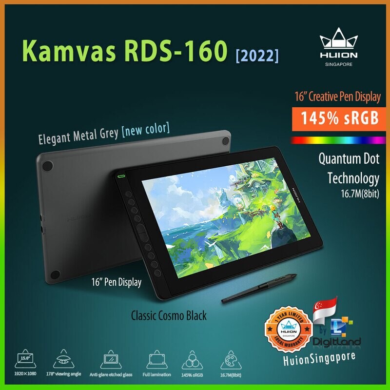 NEW 2022 HUION Kamvas RDS 160  [ 145% sRGB Creative Pen Display ]