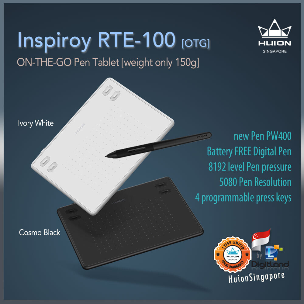 Huion Inspiroy RTE 100 Digital Graphics Drawing Tablets with battery-free Stylus