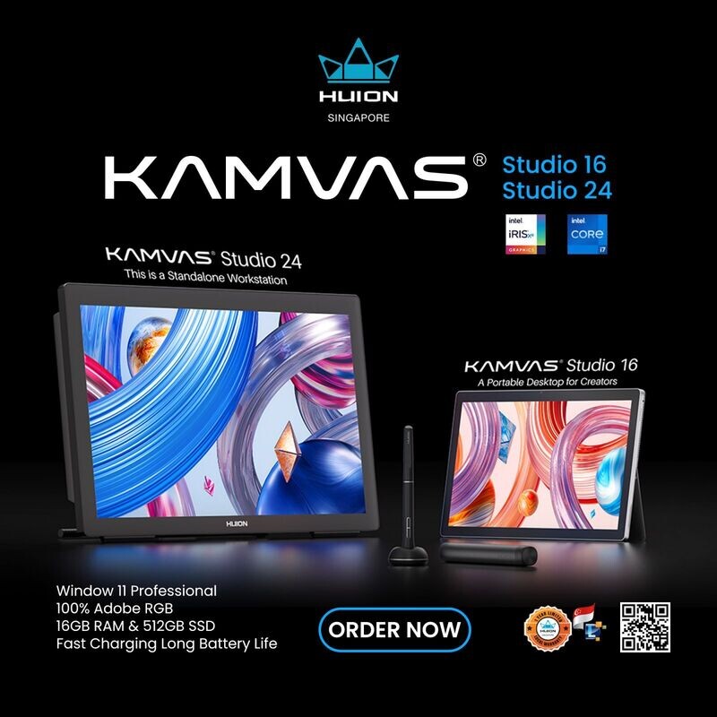 Huion Kamvas Studio 16 | 3-in-1 Portable Pen Computer Pen Drawing Tablet Pen Display | 2.5K Portable Pen Desktop