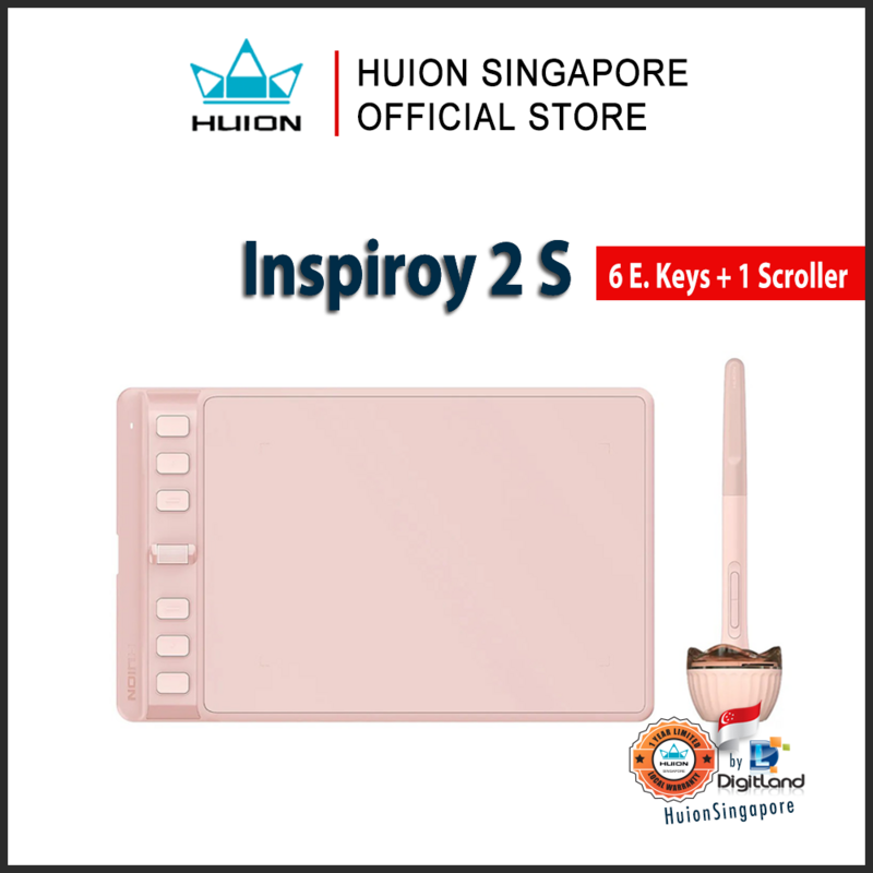 Huion Inspiroy 2 S with 6 Keys and 1 scroller Portable Drawing Pen Tablet Battery-free Pen with PenTech 3.0