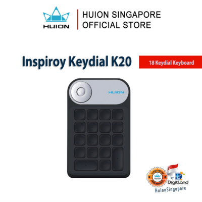 Huion Singapore INSPIROY Keydial Wireless K20 18 Keys Keyboard + Dial Controller for Drawing Tablet | SG Stocks