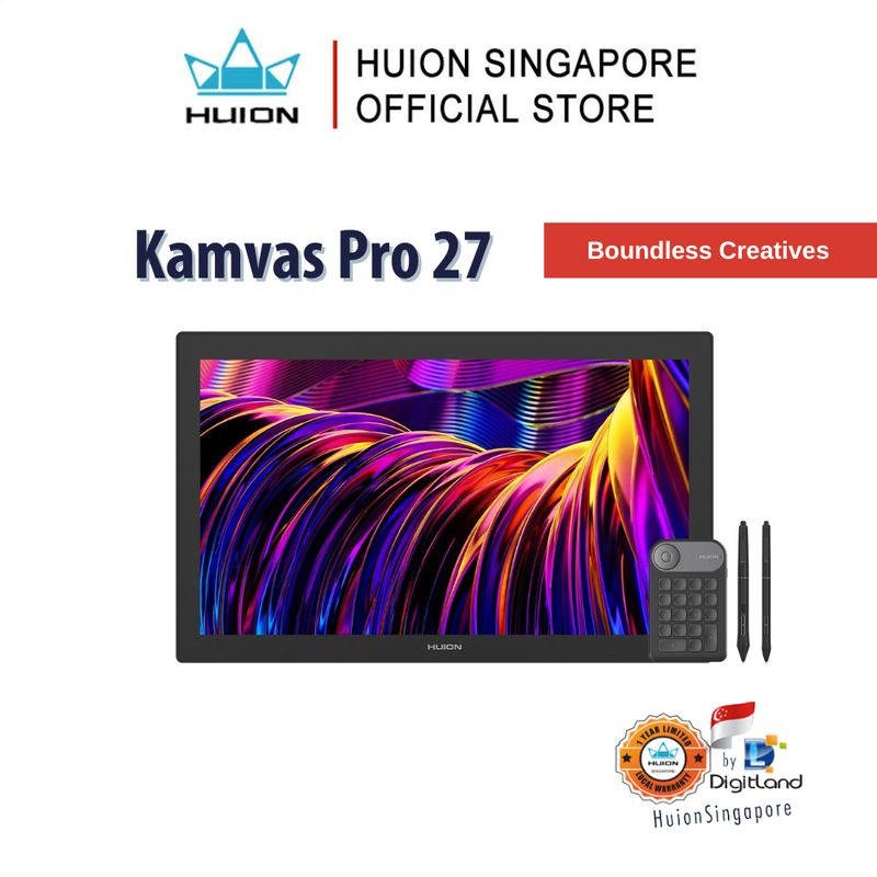 Huion Kamvas Pro 27 4K UHD Resolution, Dual Pen Powered by PenTech 4.0, Anti-sparkle Surface Drawing Tablet