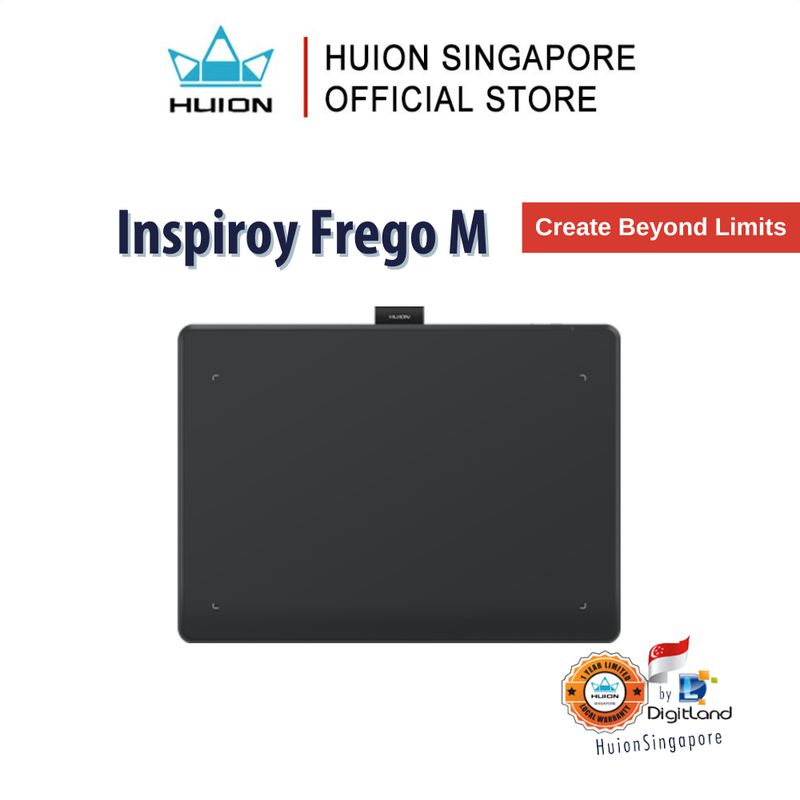 Huion Singapore Inspiroy Frego M | Graphics Drawing Tablet | Compact,Battery-Free Stylus, Ideal for Digital Arts